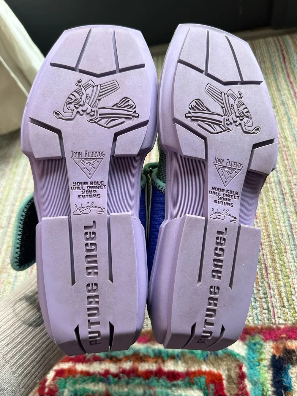 Fluevog LIKE NEW Future Angel Blair Velcro green/blue/purple vegan sneaker-7